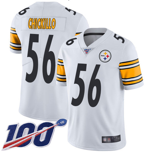 Men Pittsburgh Steelers Football 56 Limited White Anthony Chickillo Road 100th Season Nike NFL Jersey